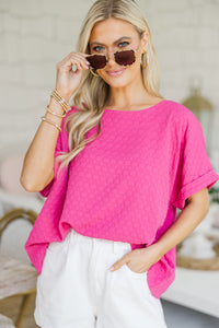 All Is Well Fuchsia Pink Textured Top