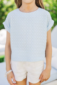 Girls: The Sara Anne Light Blue Textured Tee