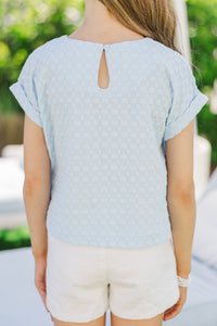 Girls: The Sara Anne Light Blue Textured Tee