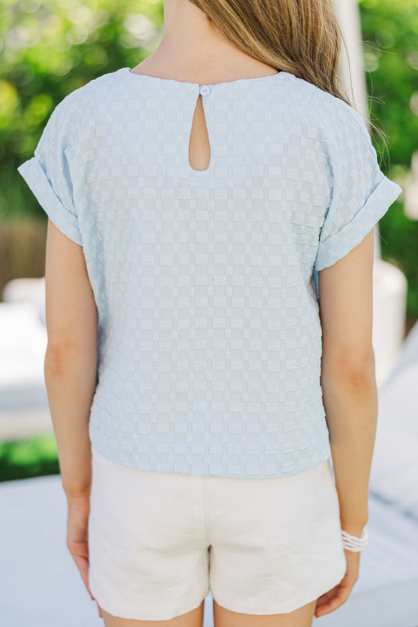 Girls: The Sara Anne Light Blue Textured Tee
