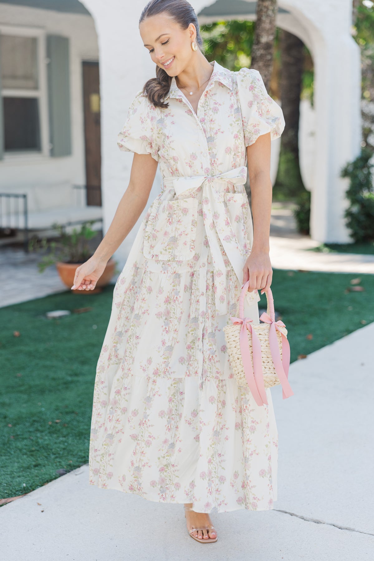blush pink floral dress Can't Wait Blush Pink Floral Midi Dress – Shop the Mint