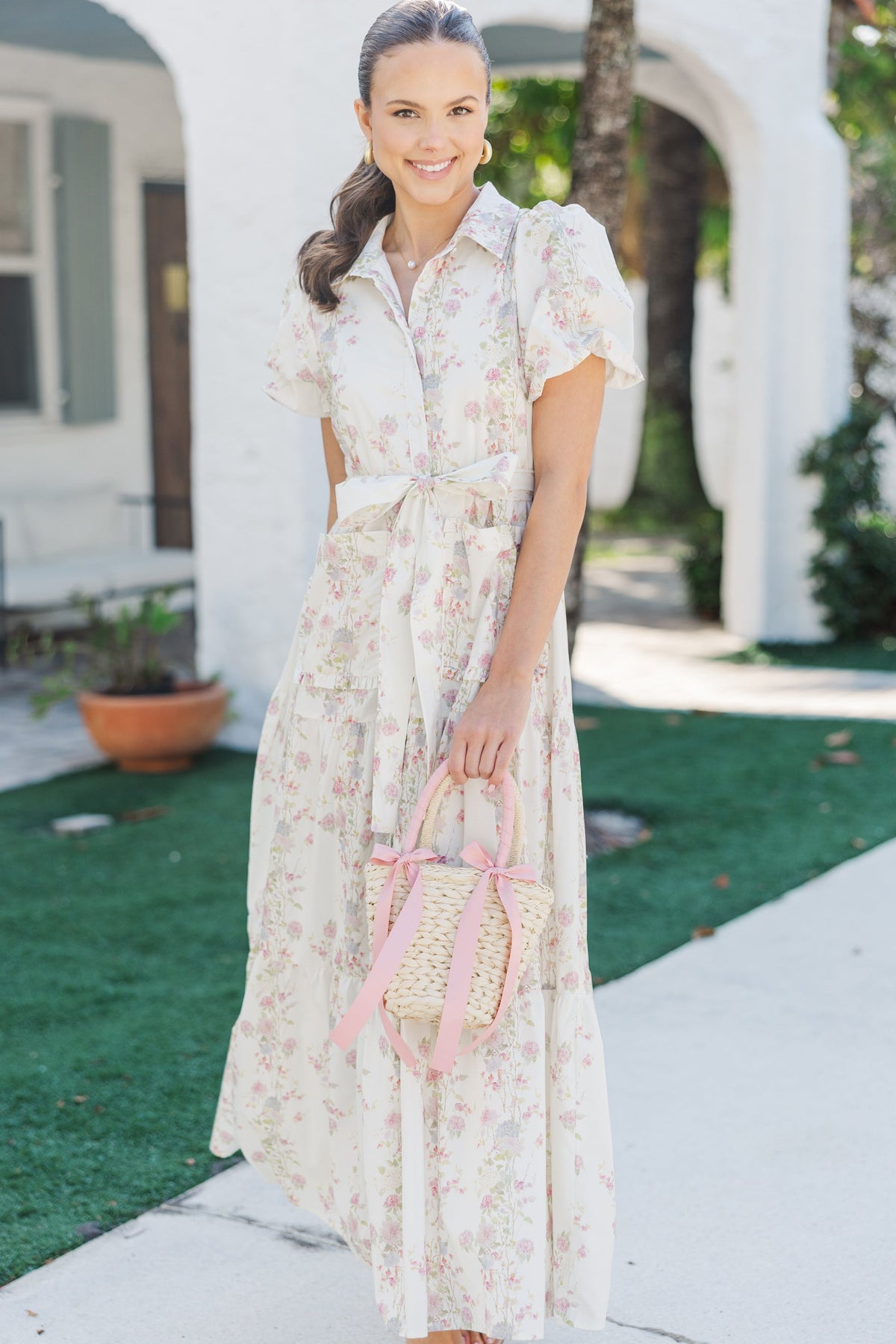 Can't Wait Blush Pink Floral Midi Dress  Shop the Mint