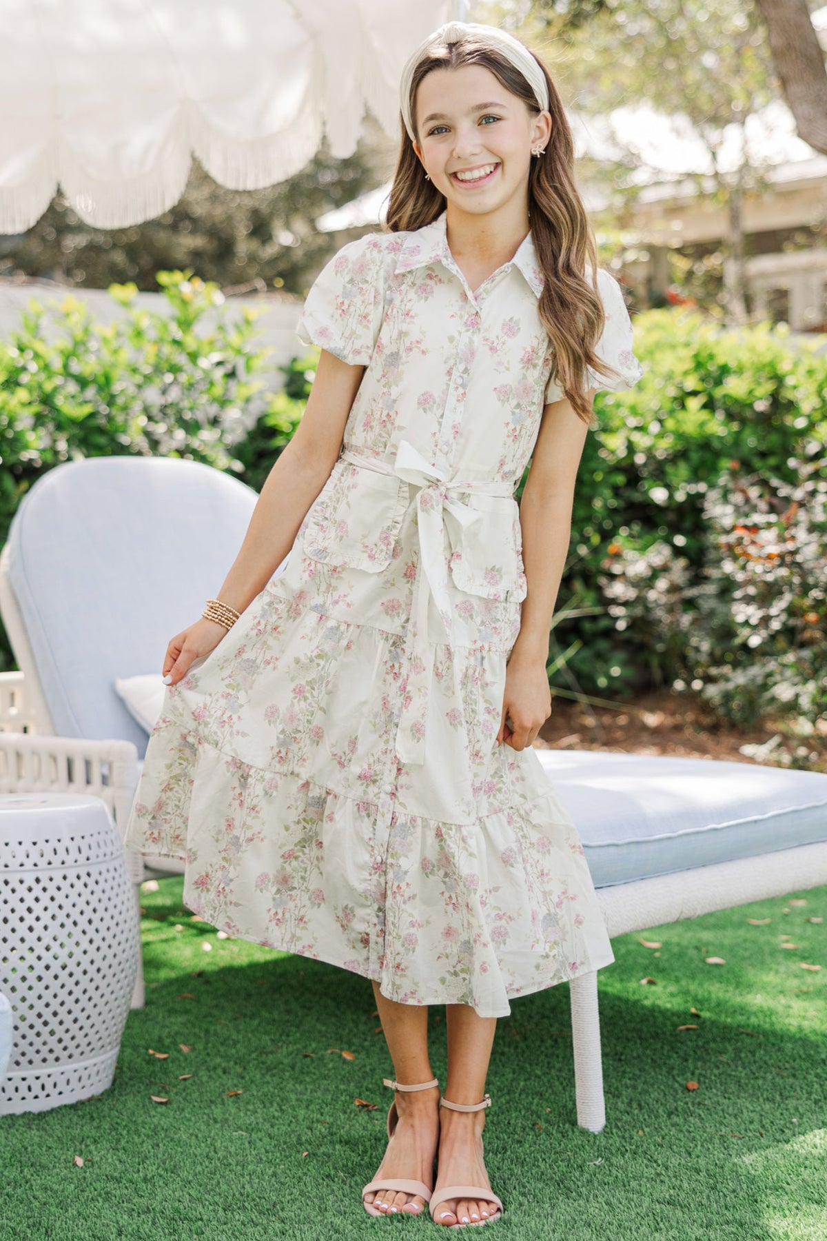 Girls: The Katie Lynn Blush Pink Floral Midi Dress – Shop the Mint