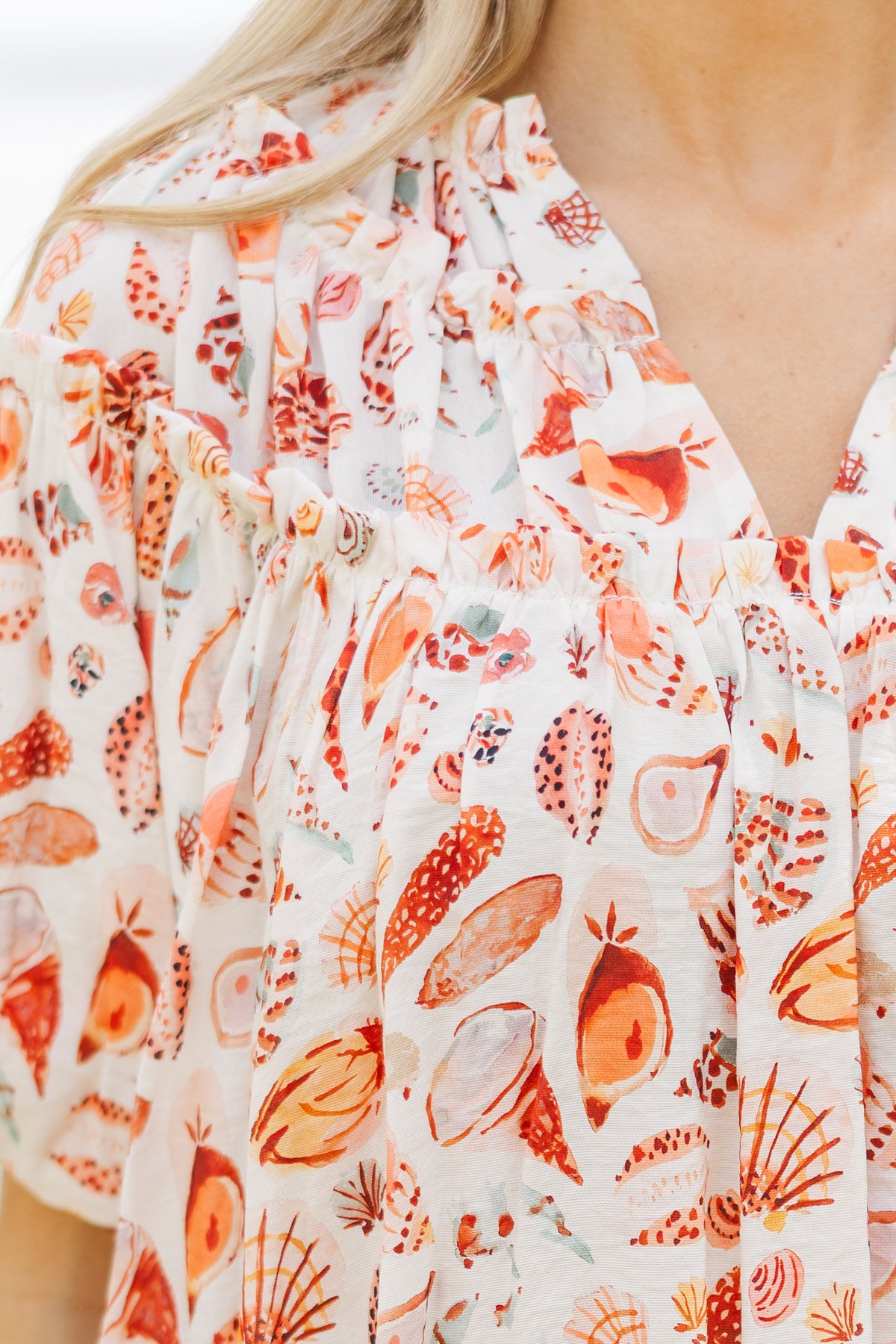 Pull It Together Orange Watercolor Shells Blouse – Shop the Mint