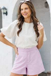 Around The Way Lavender Scalloped Shorts