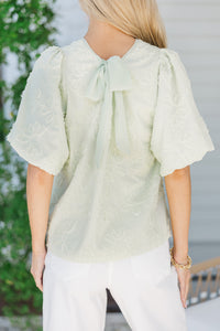 All In Mint Green Textured Floral Blouse