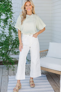 All In Mint Green Textured Floral Blouse