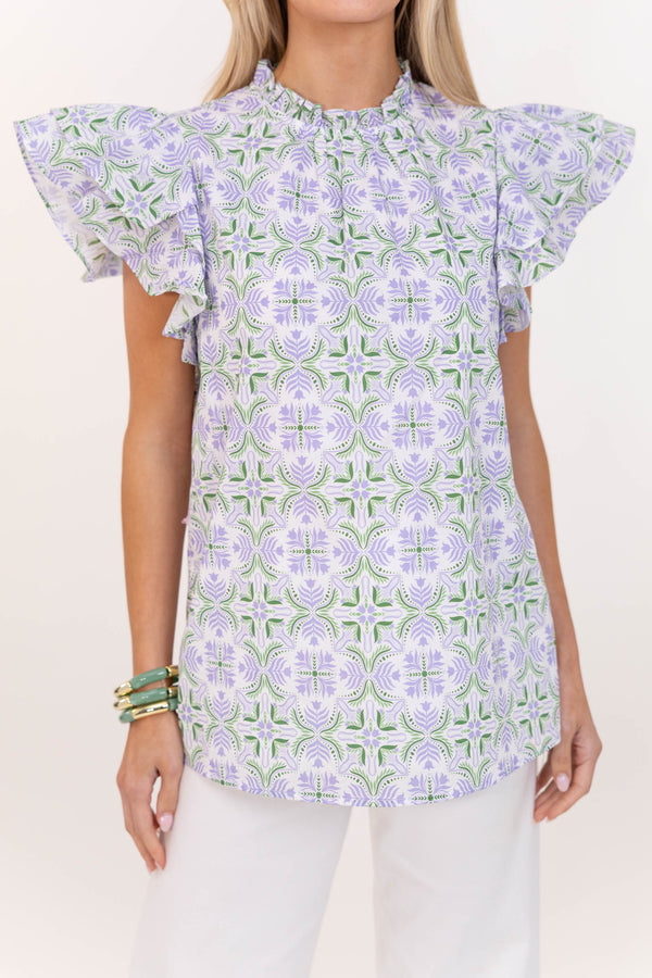 On Your Heart Lavender Tile Blouse