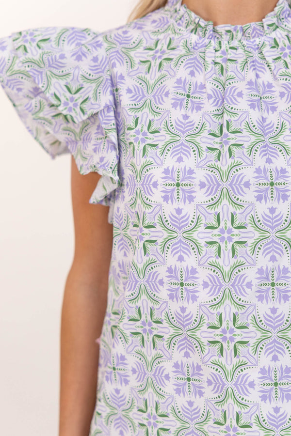 On Your Heart Lavender Tile Blouse