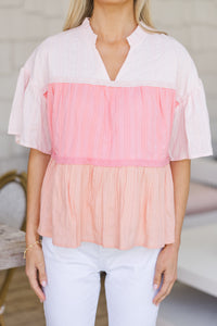 Just Can't Lose Peach Colorblock Blouse