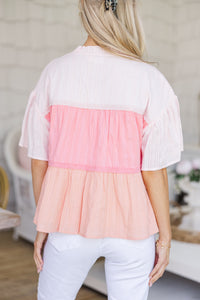 Just Can't Lose Peach Colorblock Blouse