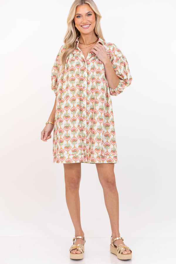 Better Than You Know Cream Floral Puff Sleeve Dress