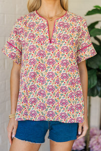 Dreaming In Detail Pink Medallion Blouse