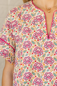 Dreaming In Detail Pink Medallion Blouse