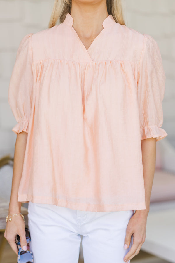 Can't Give You Up Coral Textured Blouse