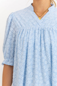 Can't Give You Up Light Blue Texture Blouse