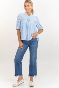 Can't Give You Up Light Blue Texture Blouse