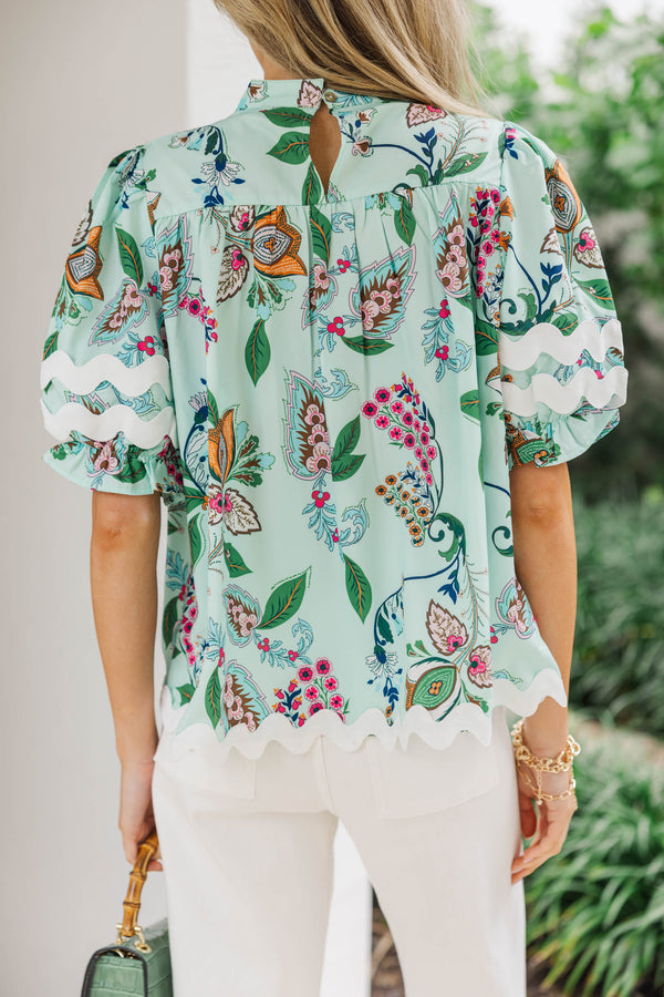 Can't Give You Up Sage Green Paisley Blouse