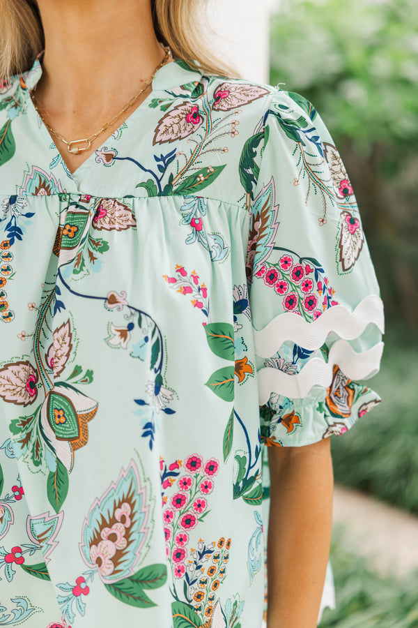 Can't Give You Up Sage Green Paisley Blouse