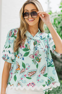 Can't Give You Up Sage Green Paisley Blouse