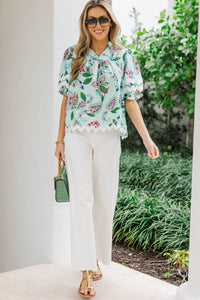 Can't Give You Up Sage Green Paisley Blouse