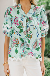 Can't Give You Up Sage Green Paisley Blouse