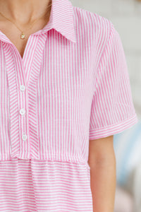All You Need To Hear Pink Striped Babydoll Top