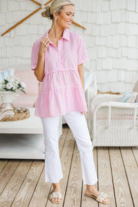 All You Need To Hear Pink Striped Babydoll Top
