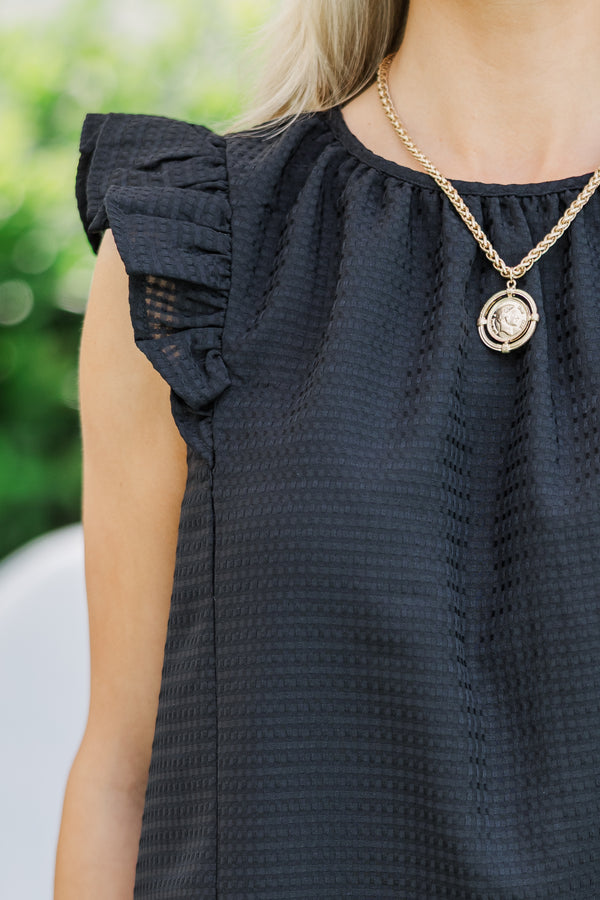 Getting Closer To You Black Ruffled Blouse