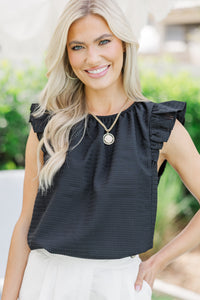 Getting Closer To You Black Ruffled Blouse