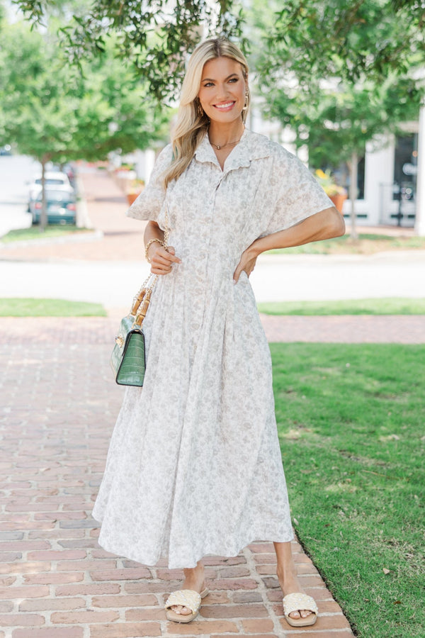 oatmeal midi dress Margaret Midi Dress, Oatmeal L / Oatmeal