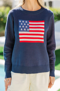 On Your Side Navy Flag Sweater