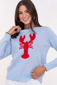 On Your Side Light Blue Lobster Sweater