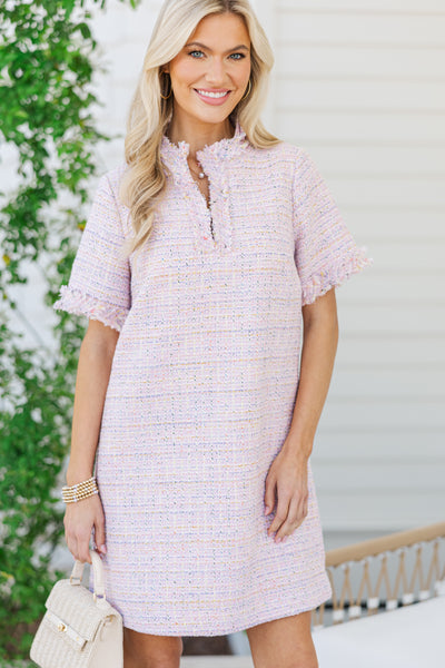The Reaction Blush Tweed Fringe Dress – Shop the Mint