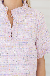 The Reaction Pink Tweed Fringe Dress