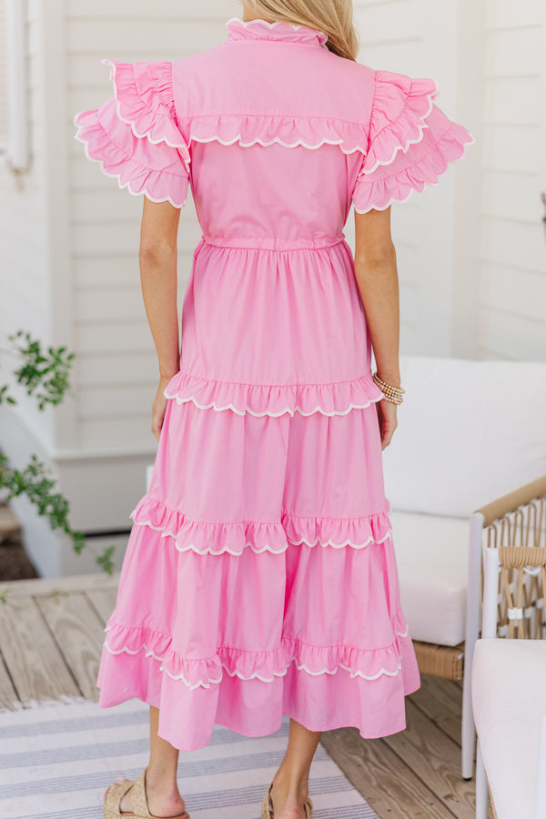 rosa midi dress Pink Lace Embellished Midi Dress self-portrait-US