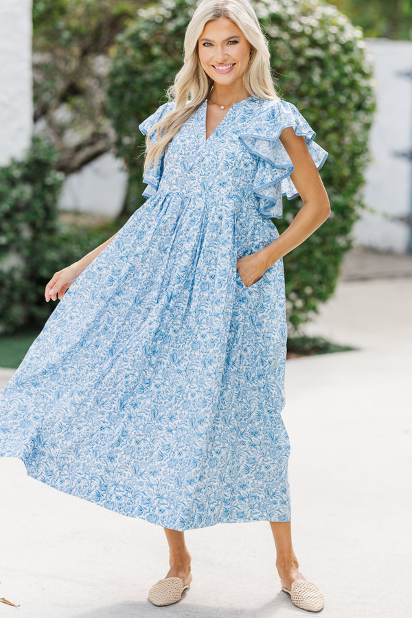 Stay Consistent Blue Toile Midi Dress – Shop the Mint