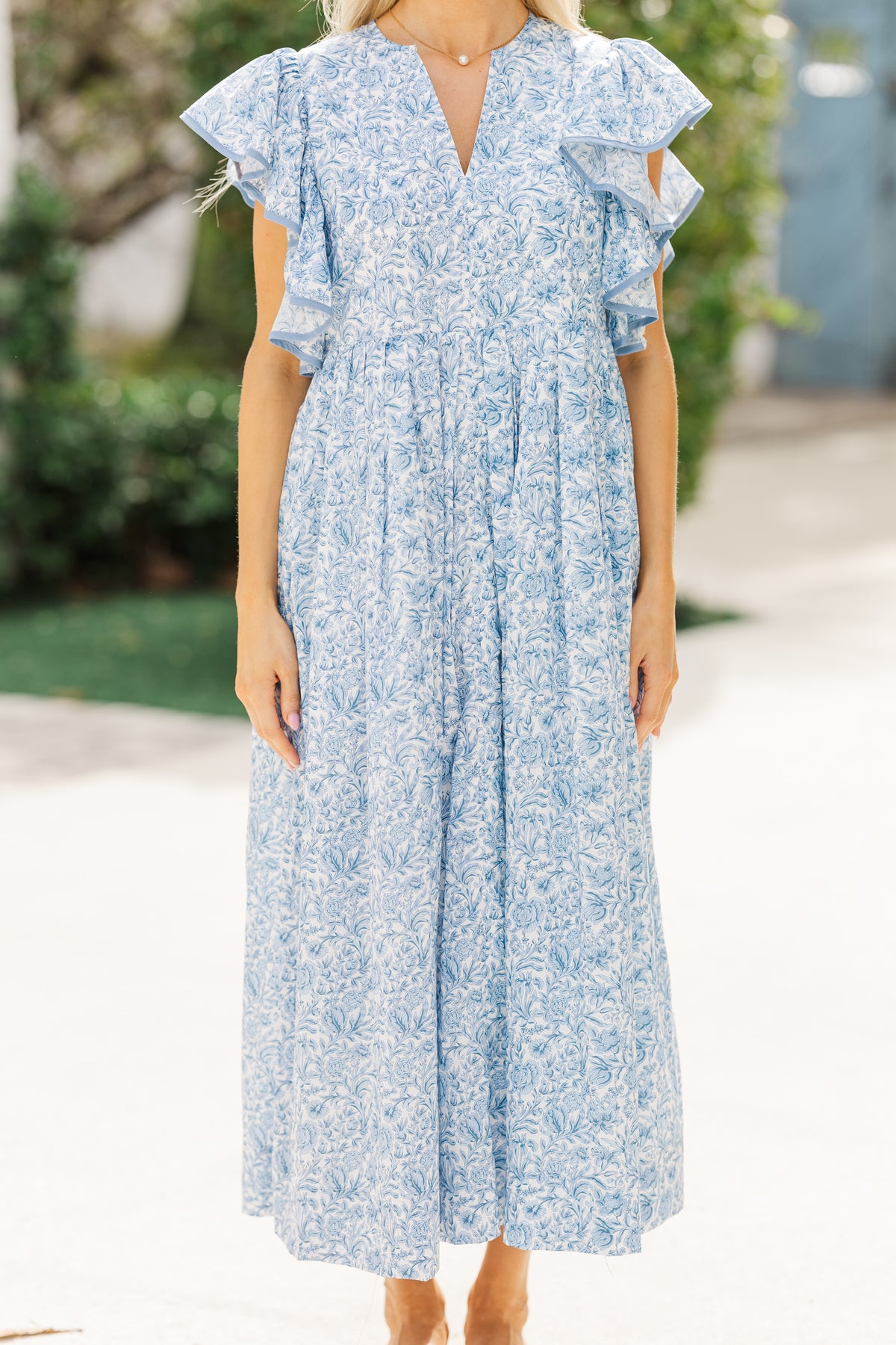 Stay Consistent Blue Toile Midi Dress – Shop the Mint