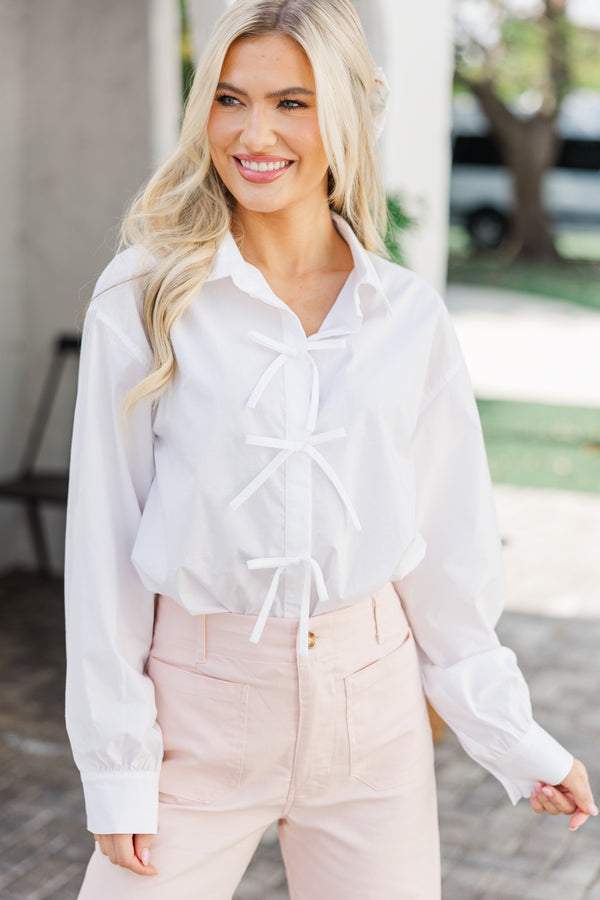 bow dress shirt Metallic Printed Bow Shirt