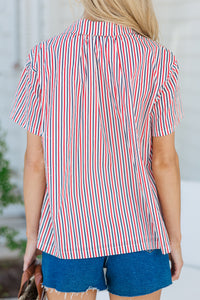 Face It Red Striped Collared Shirt