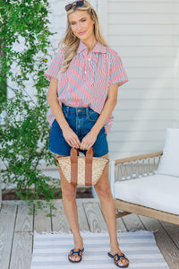 Face It Red Striped Collared Shirt