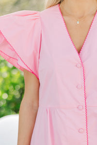 Back When Pink Scalloped Midi Dress