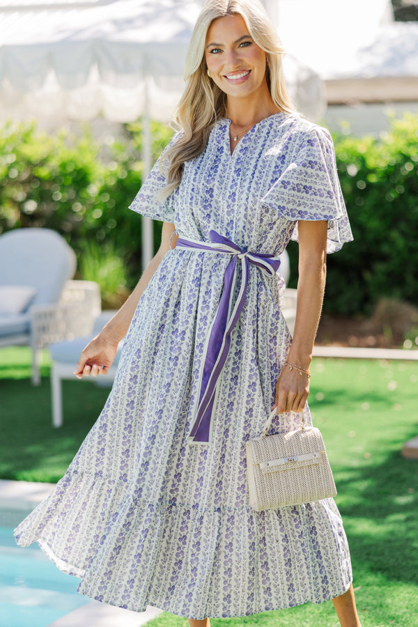 Only For You Lavender Ditsy Floral Maxi Dress