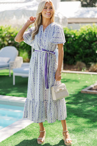 Only For You Lavender Ditsy Floral Maxi Dress