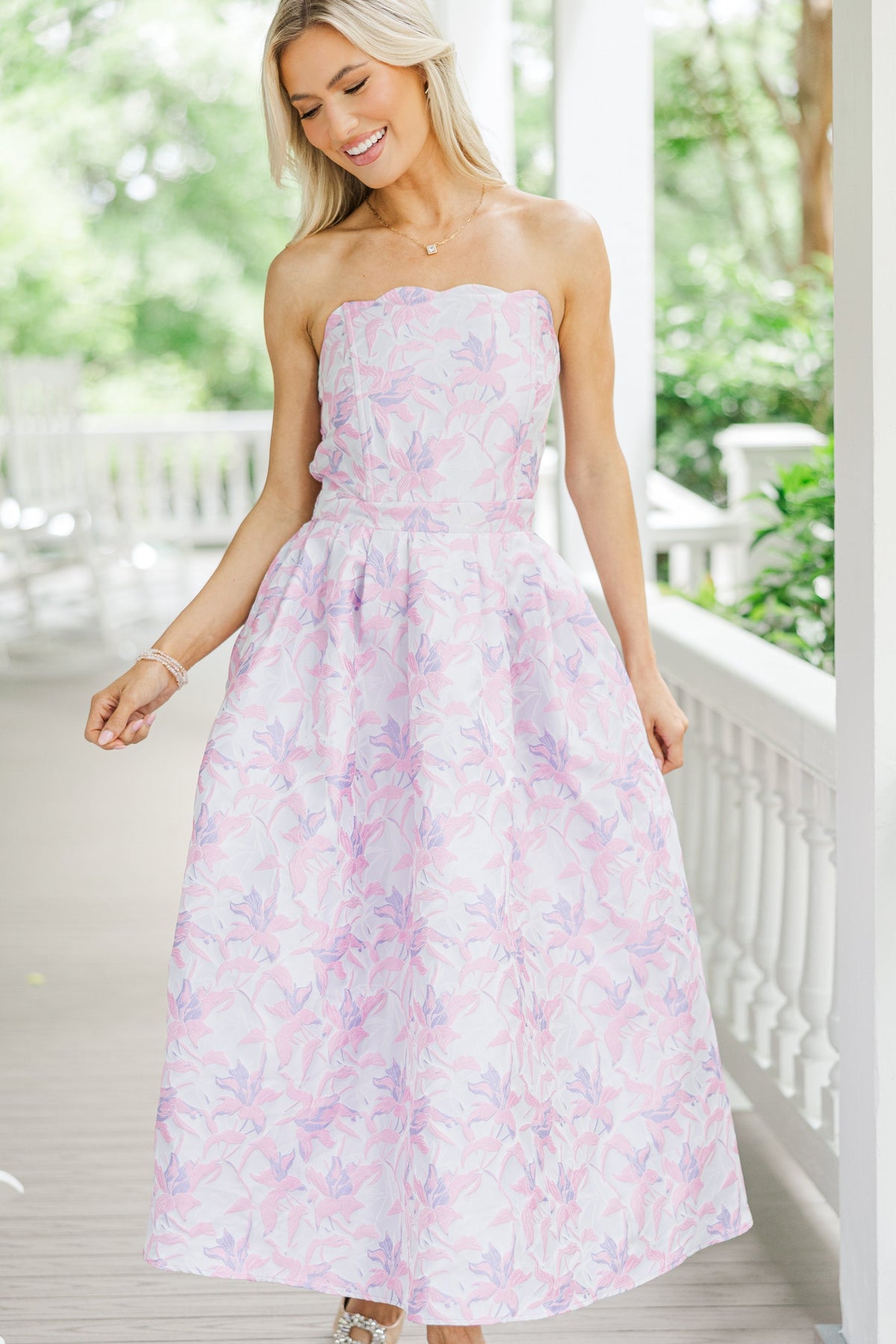 Lavender Dream Cotton Dress With Appliqué