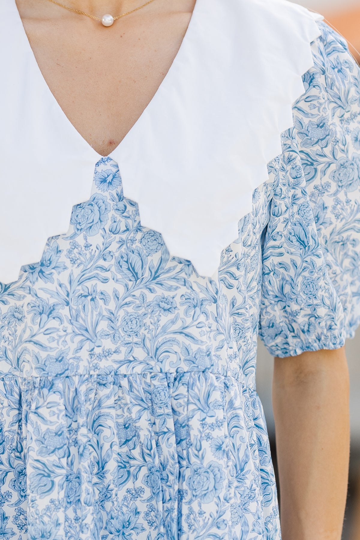blue life white dress Seaside Flutter Sleeve Maxi Dress