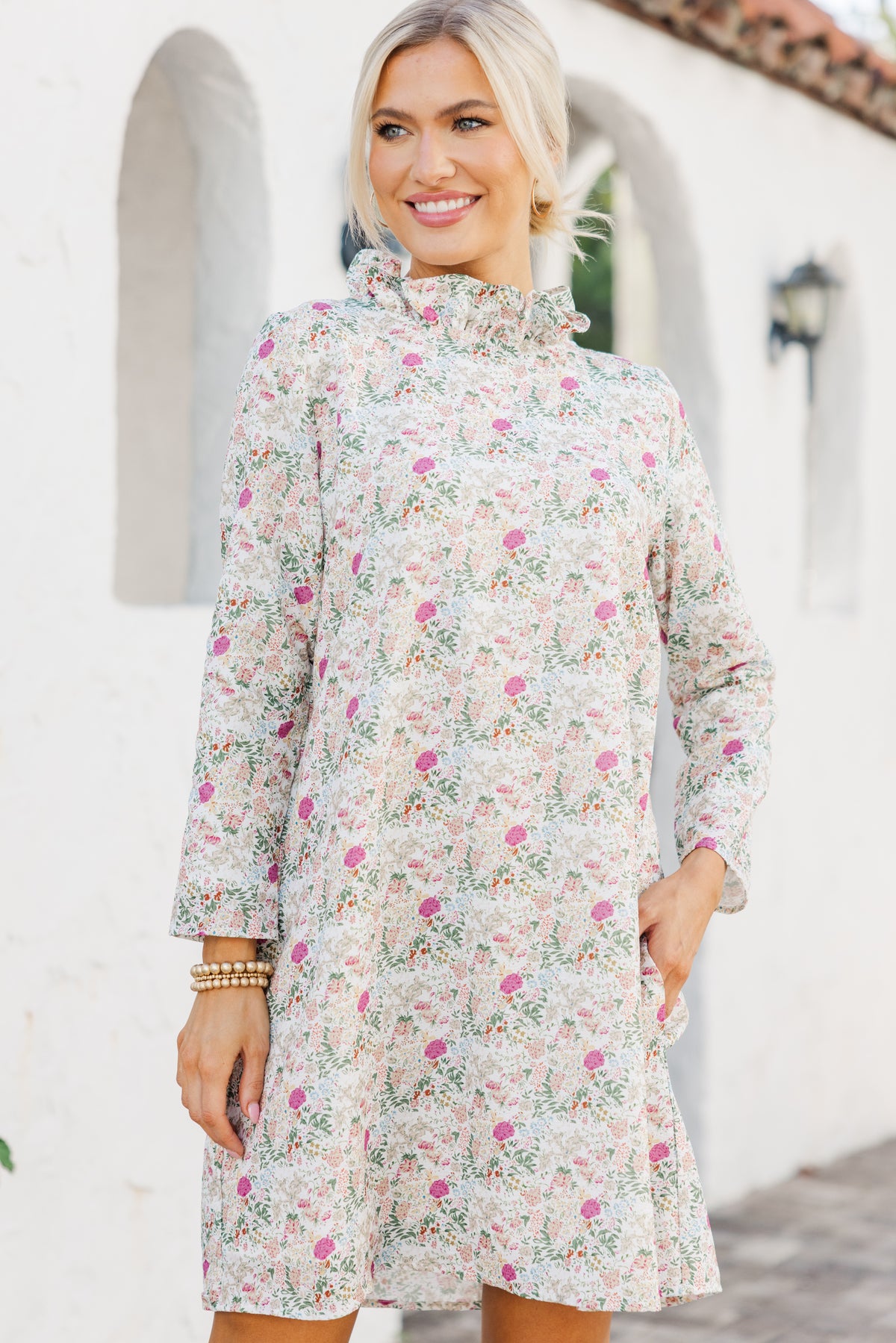 floral swing dress long sleeve SHEWIN Womens Boho Floral Print Dress Summer Maxi Dresses Flowy Casual Long  Sleeve Beach Party Swing Long Dress M
