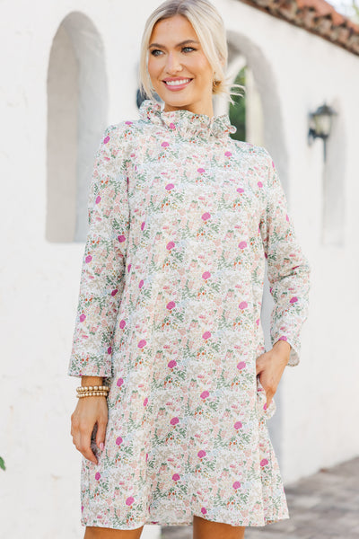 white christmas dresses This Is It Cream Ditsy Floral Swing Dress – Shop the Mint