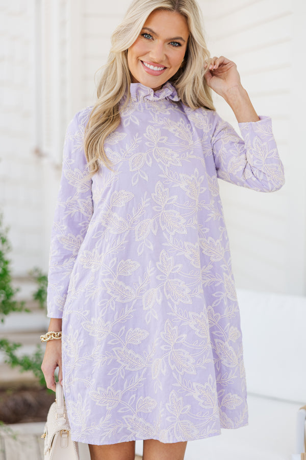 This Is It Lavender Embroidered Swing Dress