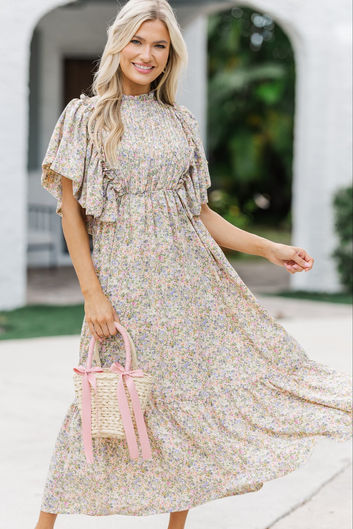 All The Good Sage Green Ruffled Midi Dress – Shop the Mint All The Good Sage Green Ruffled Midi Dress – Shop the Mint